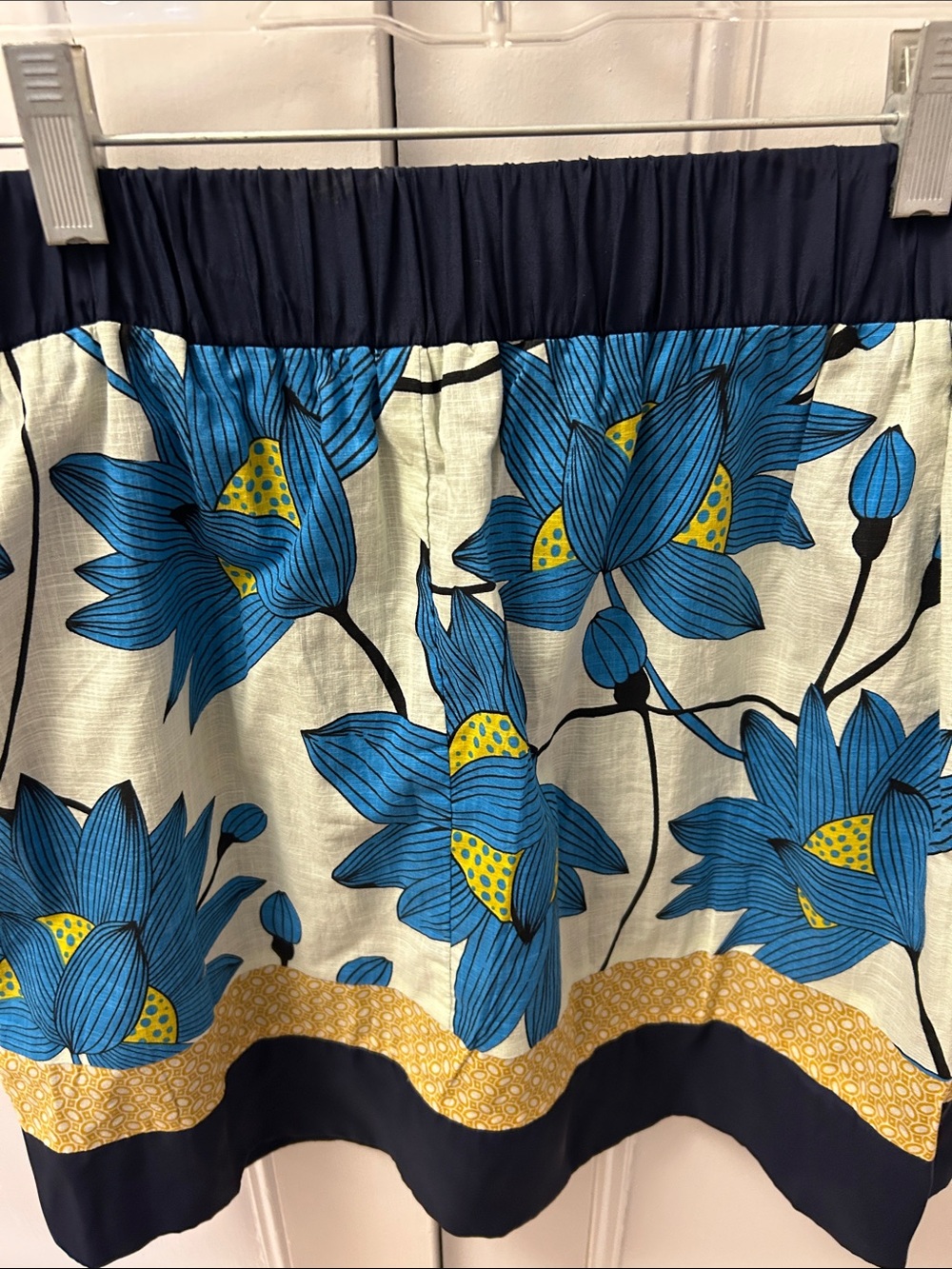 Hype Blue Floral Mini Skirt with Yellow Border - Picture 5 of 8
